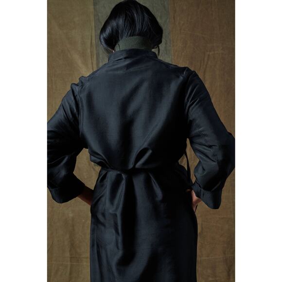 Soeur Susie Silk Kimono Belted Wrap Dress Black Small Luxury Lagenlook Designer - Picture 3 of 11